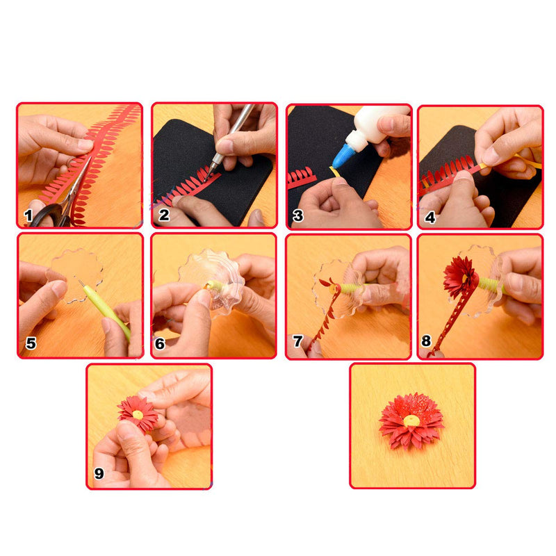 Woohome 143 PCS Paper Quilling Strips Flower Design Set Quilling Flowers Paper Handmade Flower Design Paper Art Quilling for Crafts, Home Decoration - NewNest Australia
