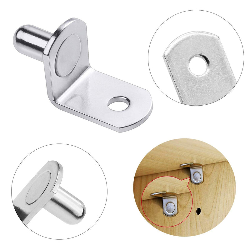 40 Pcs Shelf Support Pegs,1/4 Inch Shelf Bracket Pegs with Hole,Nickel Plated L-Shaped Clips for Kitchen & Bookcase Shelf Cabinet Furniture Closet Shelf Pins Support - NewNest Australia