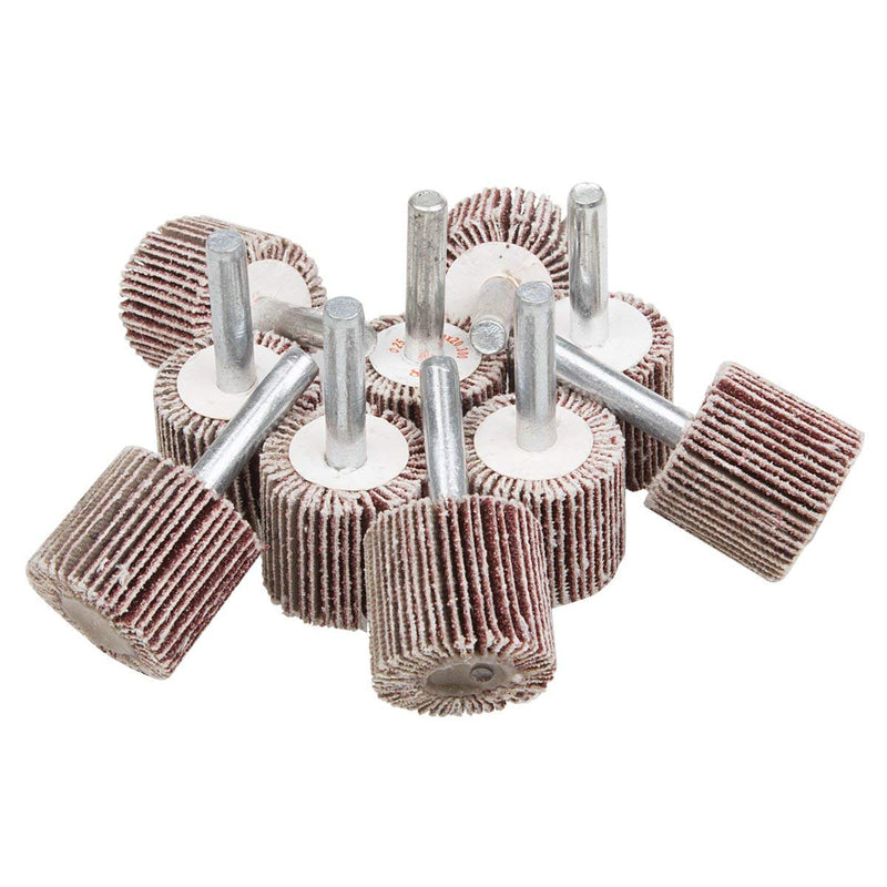 1" x 1" x 1/4" Shank Mounted Flap Wheels, 80 Grit Aluminum Oxide Mounted Abrasive Grinding Tool - 10 Pack - NewNest Australia
