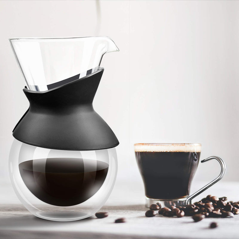 Pour Over Coffee Maker - 2020 Edition - Elegant Coffee Dripper Brewer Pot w/Glass Carafe & Permanent Stainless Steel Filter (27 oz) by Apace Living (Double Wall Glass, 800 ml / 27 oz) Double Wall Glass - NewNest Australia