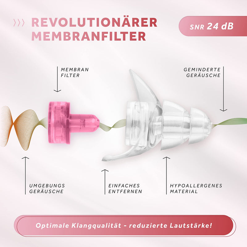 Schallwerk  Women+ | Discreet Ear Protection Earplugs - Dampens Noise & Retain Sound Quality - Transparent Ear Plugs - Ear Plugs Suitable For Music, Festival, Work & Learning - NewNest Australia