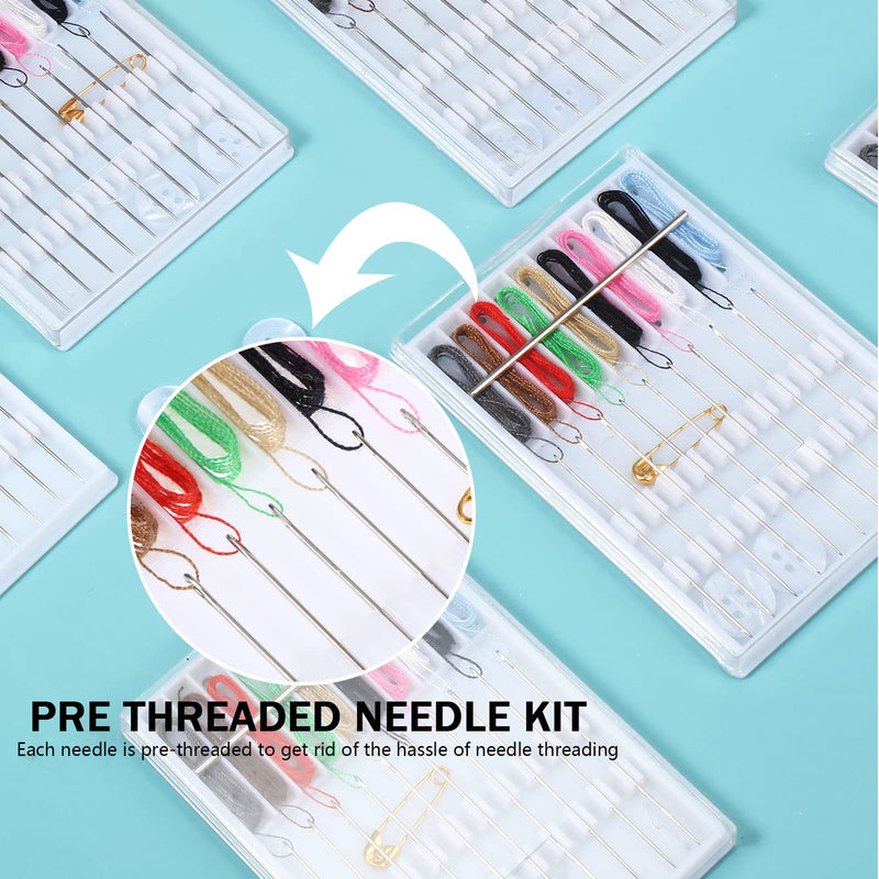 14 Boxes 140 Pieces Mini Quick Fix Sewing Kit Easy Pre Threaded Needle Kit Basic Personal Sewing Kit Plastic Threaded Needle Holder Small Home Travel Sewing Box with Pin Button, Assorted Colors - NewNest Australia
