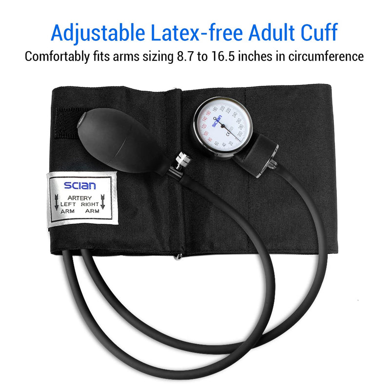 Scian Manual Arm Blood Pressure Cuff with Stethoscope, Aneroid Sphygmomanometer Medical Supplies with Carrying Bag for Nurse Doctor Senior Adult - NewNest Australia