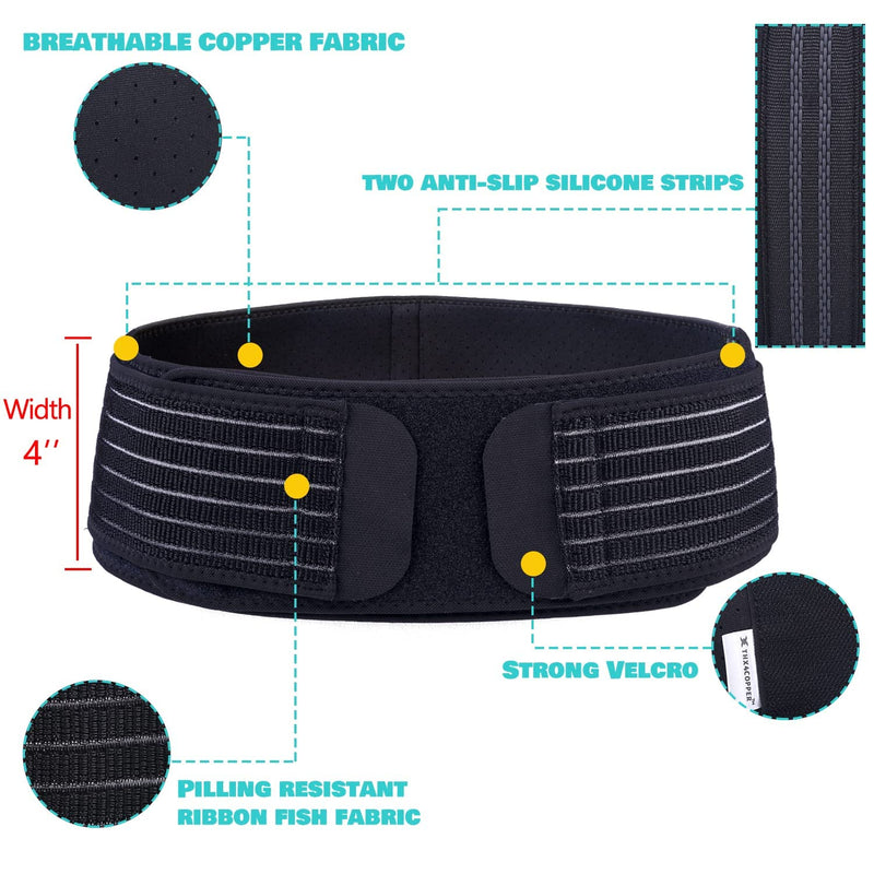 Thx4COPPER Compression Adjustable Sacroiliac Hip Waist Compression Belt, Lower Back Support Brace, Pain Relief for Sciatica, Pelvis, Lumbar,Nerve,Leg,SI Joint,Anti-Slip Pelvic for Men/Women Normal thickness fabric XL - NewNest Australia
