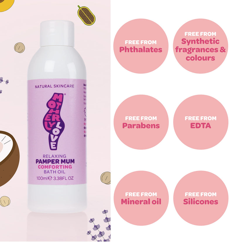 Motherlylove PAMPER MUM Relaxing Bath Oil | Lavender & Cyprus to relax and sooth aches and pains. Helps promote sleep | 100% Natural Omega Rich Oils | Created by an expert midwife, Made in UK (100ml) 100ml - NewNest Australia