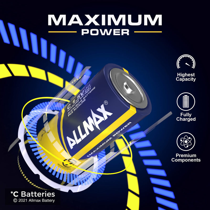Allmax C Maximum Power Alkaline Batteries (6 Count) – Ultra Long-Lasting C Cell Battery, 7-Year Shelf Life, Leak-Proof, Device Compatible – Powered by EnergyCircle Technology (1.5 Volt) C Batteries 6 Count (Pack of 1) - NewNest Australia