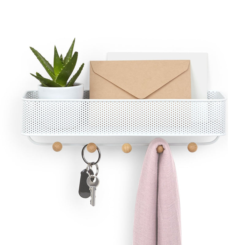 NewNest Australia - Umbra Estique Entryway Organizer, Great for Storing Keys, Small Accessories, Mail, Wallets and More, White Finish Entry Organizer 