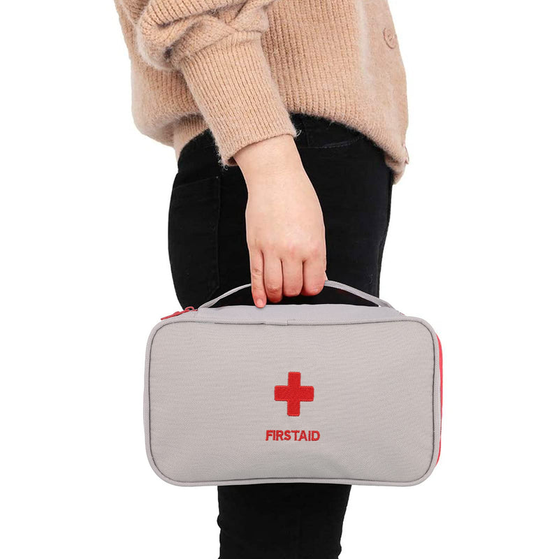 upain First Aid Bag Empty Small Medical Kit Pouch Travel Emergency Pouch Lightweight Medicine Storage Bag Multifunctional Layered for Emergency Home Office Car Outdoors Boat Camping Hiking Grey - NewNest Australia