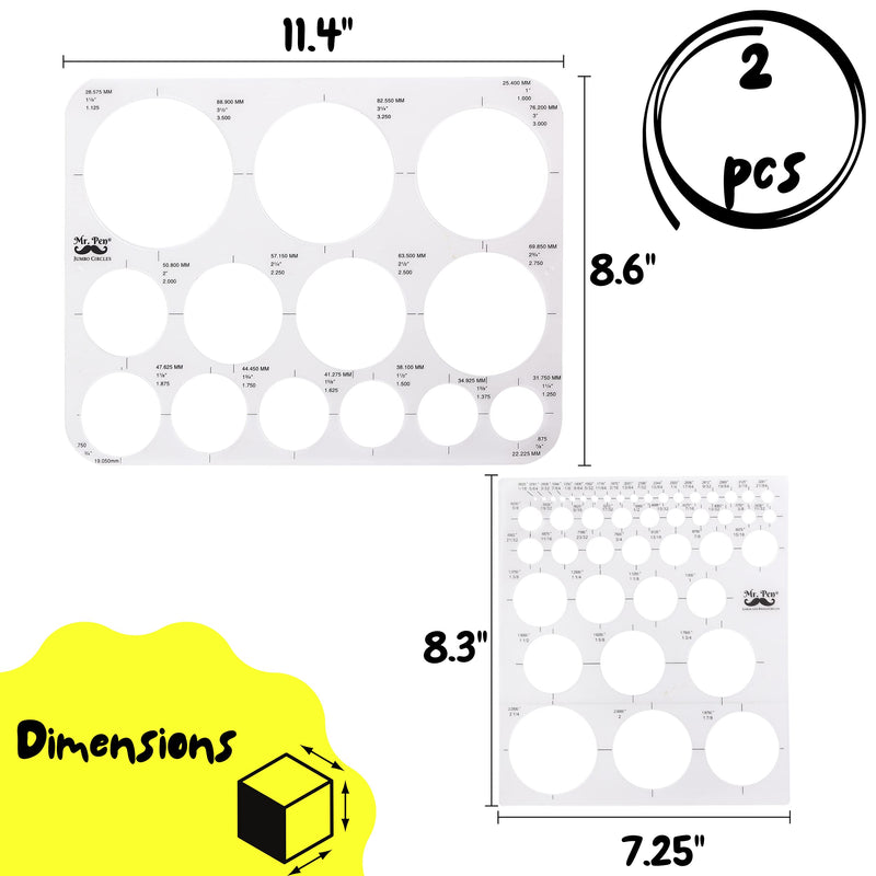 Mr. Pen- Circle Template, 2 pcs, Large and Small Size, Circle Stencil, Circle Ruler, Circle Templates for Drafting, Circle Template for Drawing, Circle Tracers for Drawing, Circle Tracer - NewNest Australia