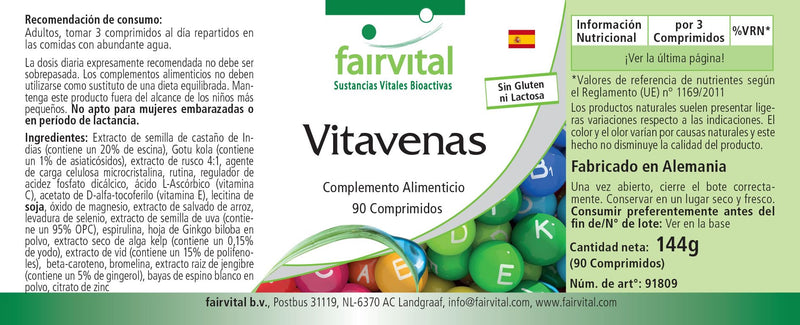 Fairvital | Vein vitamins - HIGH DOSE - VEGAN - 90 tablets - with grape seed extract, horse chestnut and more - NewNest Australia