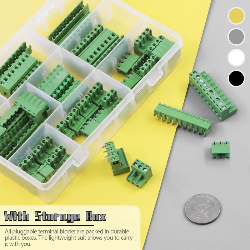 Mardatt 32Pcs 9 Type Pluggable Terminal Blocks Connector Socket, 5mm/0.2inch Pitch PCB Mount Screw Male Female Connectors(2/3/4/5/6/7/8/9 Pins) - NewNest Australia