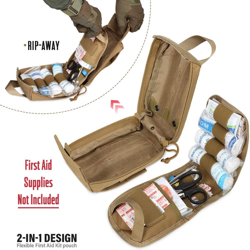 WYNEX Tactical Rip Away First Aid Pouch, Laser-Cut Design Molle EMT Bag Survival IFAK Pouches Blow Out Emergency Medical Organizer Include Red Cross Patch Khaki - NewNest Australia