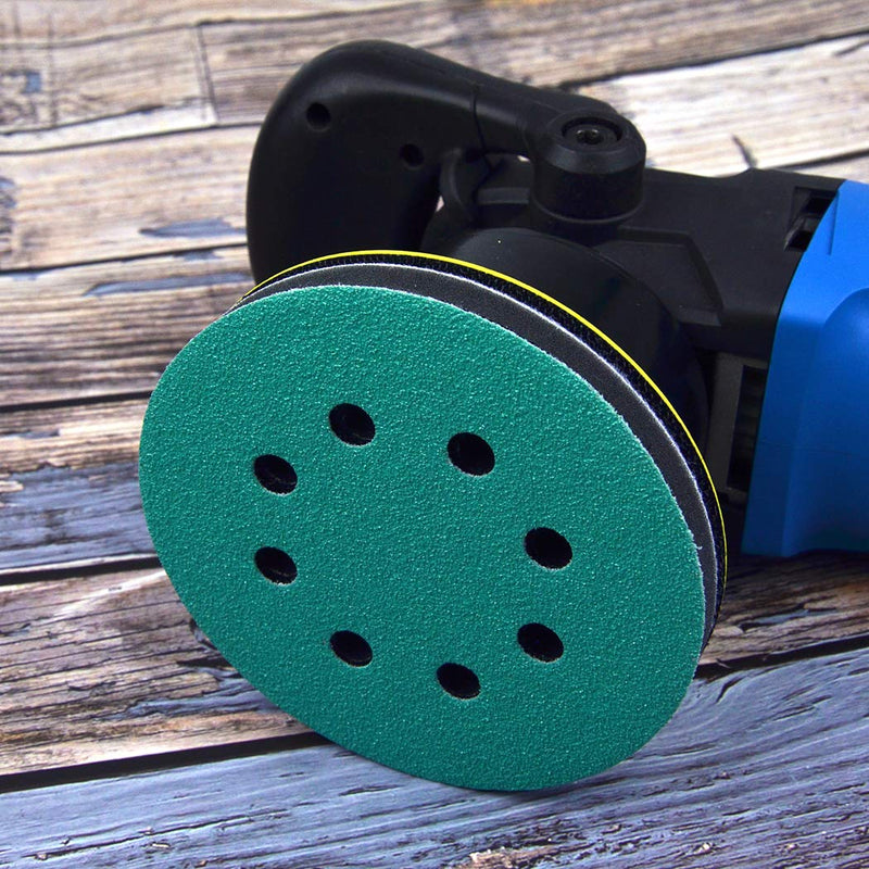 POLIWELL 5 Inch Sanding Discs 8 Holes 120 Grit Wet Dry Film-Backed Green Line Hook and Loop Dustless Power Random Orbital Sander Paper, for Car Paint Wood or Metal Grinding and Polishing, 20 Pack 120-Grit - NewNest Australia