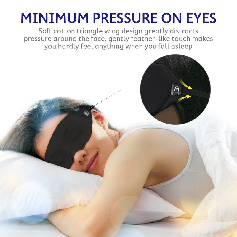 Mavogel Cotton Sleep Eye Mask - Updated Design Light Blocking Sleep Mask, Soft and Comfortable Night Eye Mask for Men Women, Eye Blinder for Travel/Sleeping/Shift Work, Includes Travel Pouch, Black - NewNest Australia