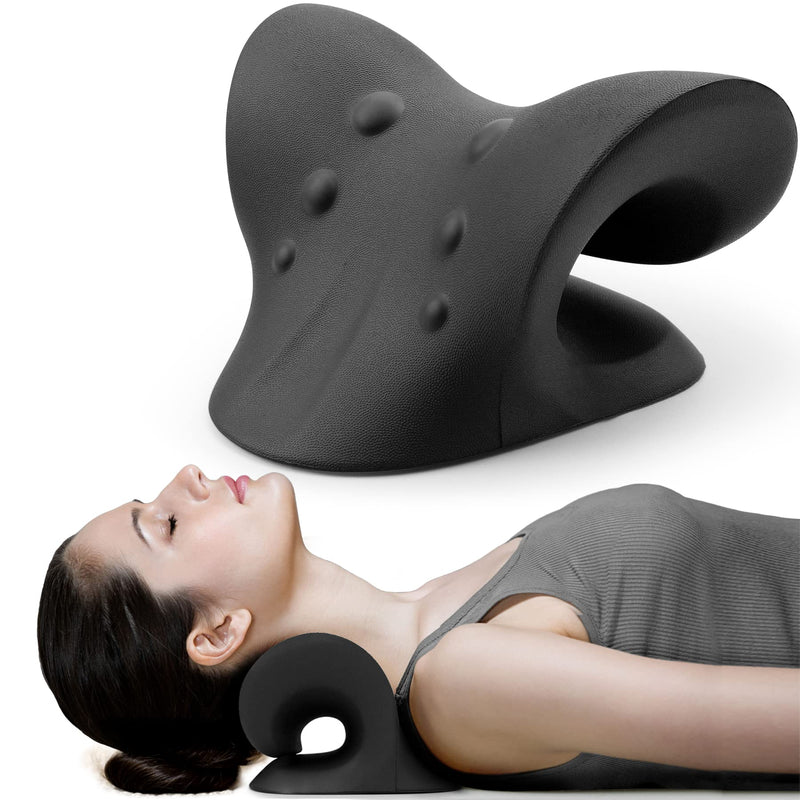 Shoulder Relaxation Pillow Neck Stretching Device to Relieve TMJ Pain and Cervical Spine Alignment Chiropractic Pillow Neck Stretcher Black - NewNest Australia