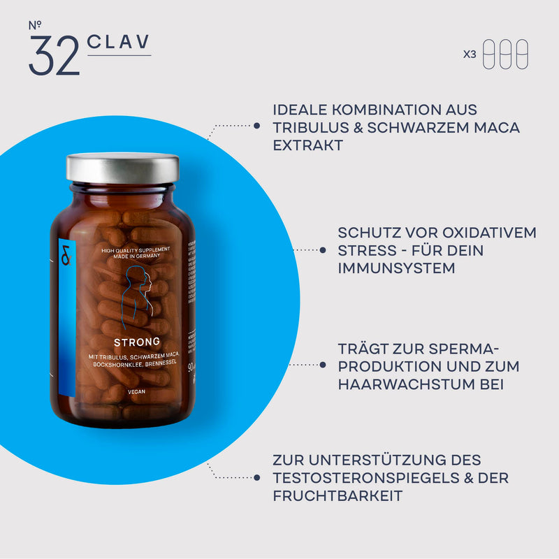 N°32 Strong Black Maca Capsules High Dose with Tribulus Terrestris, Codyceceps, Black Garlic, Fenugreek Seeds, Ginseng, Zinc & Selenium - 90 Capsules - NewNest Australia