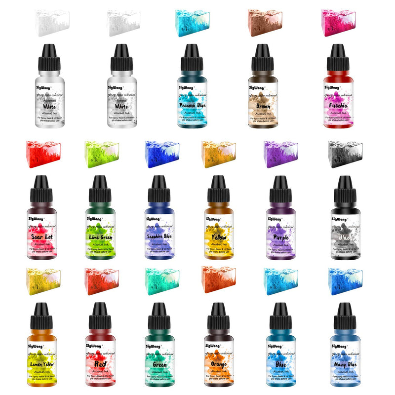 Alcohol Ink Set - 20 Bottles Vibrant Colors High Concentrated Alcohol-Based Ink, Concentrated Epoxy Resin Paint Colour Dye Great for Resin Petri Dish, Coaster, Painting, Tumbler Cup Making(10ml Each) 20 Bottles Alcohol Ink Set - NewNest Australia