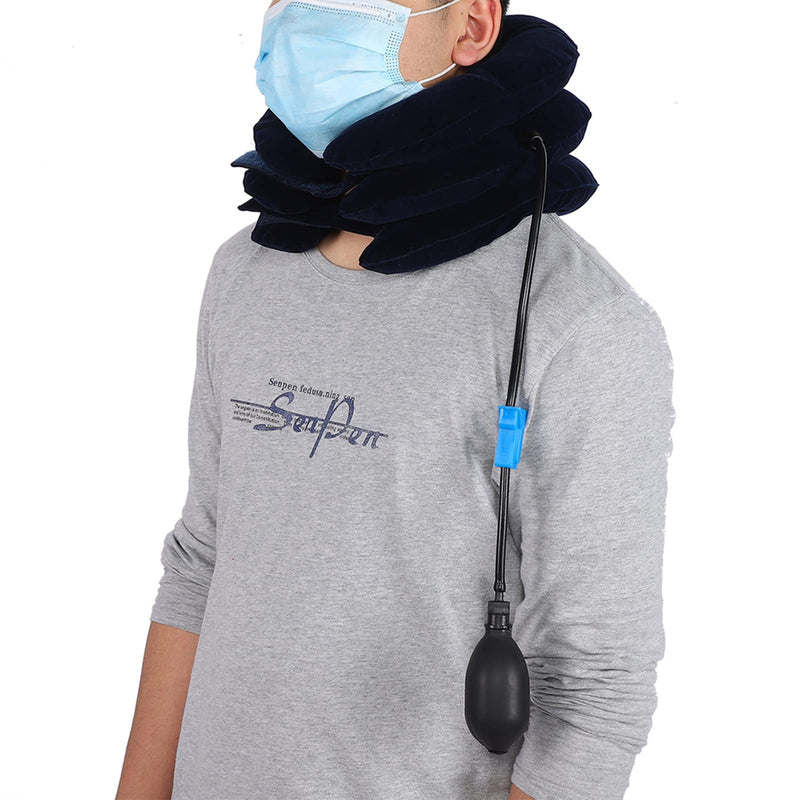 Inflatable Cervical Traction Device, Portable Adjustable Neck Stretcher, Neck Support Clamp For Spine Decompression, Neck Pain Relief And Relaxation (Average Blue) - NewNest Australia