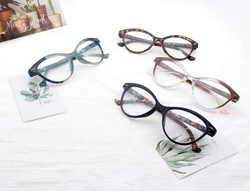 HEEYYOK Women Reading Glasses 4-Pack Cateye Readers Glasses Reading Comfort Spring Hinge (1.0, 4 Mix Color) 4 Pack Mix Color 1.0 x - NewNest Australia