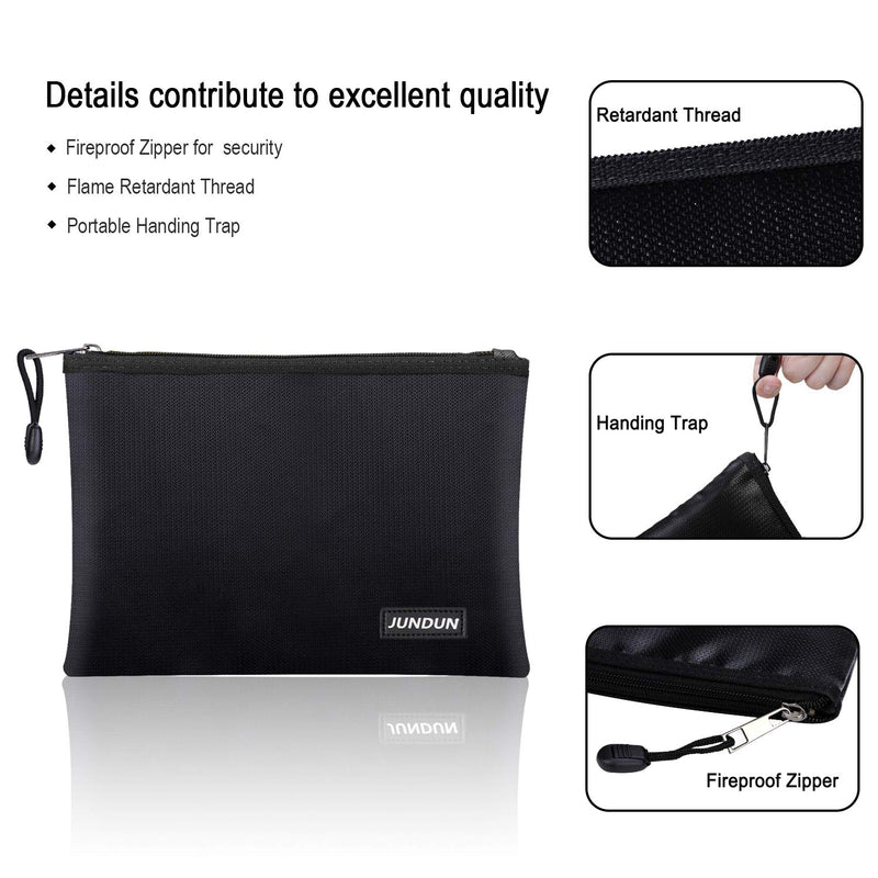 JUNDUN Fireproof Document Bags,13.4”x 9.4”Waterproof and Fireproof Money Bag,Fireproof Safe Storage Pouch with Zipper for A4 Document Holder,File,Cash and Tablet - NewNest Australia