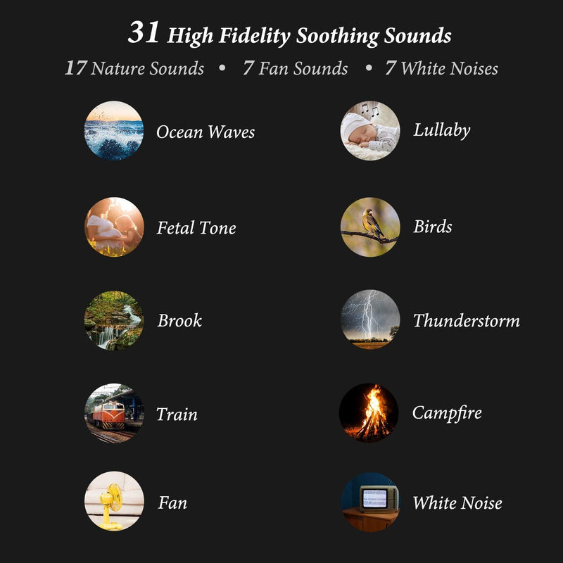 Housbay Glows White Noise Sound Machine - Night Light for Baby, Kids, 31 Soothing Sounds for Sleeping, Relaxation - Sleep Machine for Adults, Baby A-White - NewNest Australia