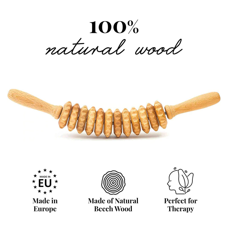 Tuuli Accessories - Curved Wooden Massage Roller for Waist and Thigh, Multi-Functional Body Roller for Cellulite Reduction and Muscle Tension, Natural Massager for Women and Men - NewNest Australia
