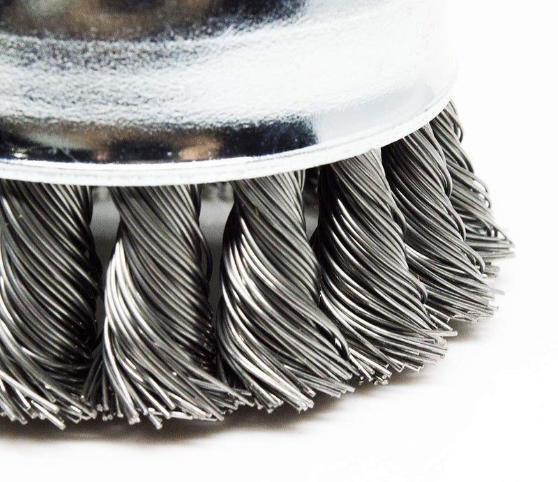 Benchmark Abrasives 2-3/4" Oxidation Resistant Knotted Cup Brush with 5/8"-11 Inch Arbor Coarse Grit - Carbon Steel Wire - NewNest Australia