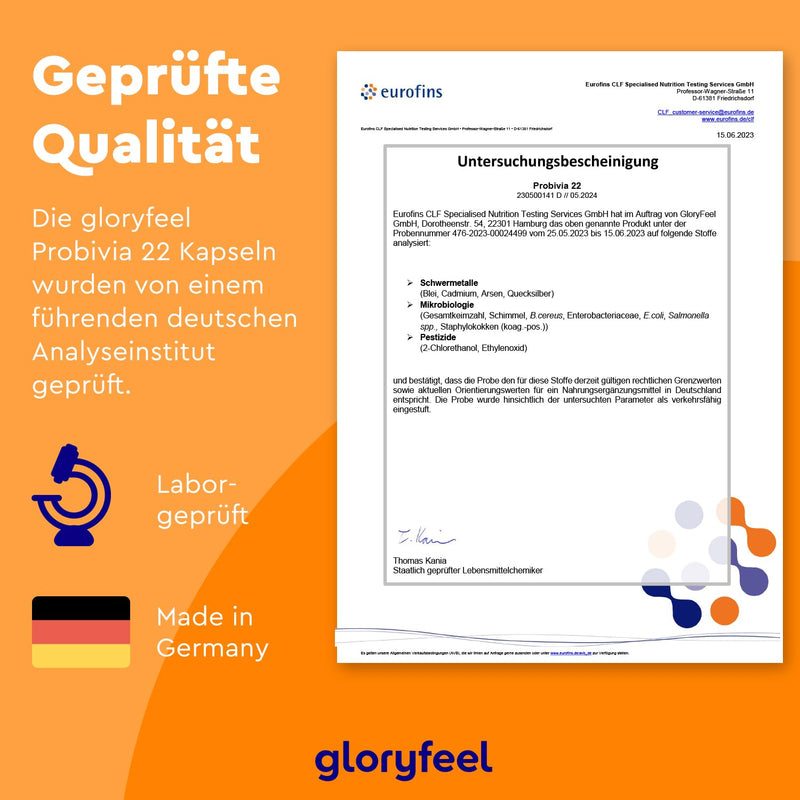 Gloryfeel Probivia Probiotics Capsules, 200 Gastro-Resistant Capsules, 18 Bacterial Strains + Inulin With Lactobacillus And Bifidobacterium, Laboratory Tested Production In Germany - NewNest Australia