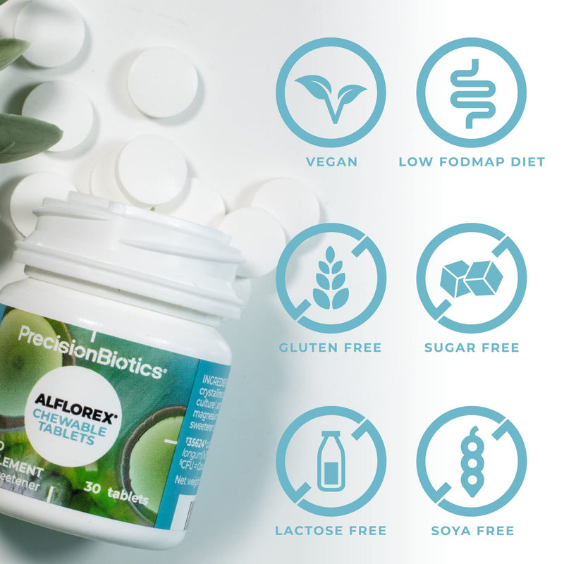 Alflorex Chewable Tablets – Daily Gut Health Probiotics - Contains Bifidobacterium Longum Bacterial Culture Strain 35624 – Ages 3+ - Strawberry & Banana Flavour - 30 Tablets. - NewNest Australia