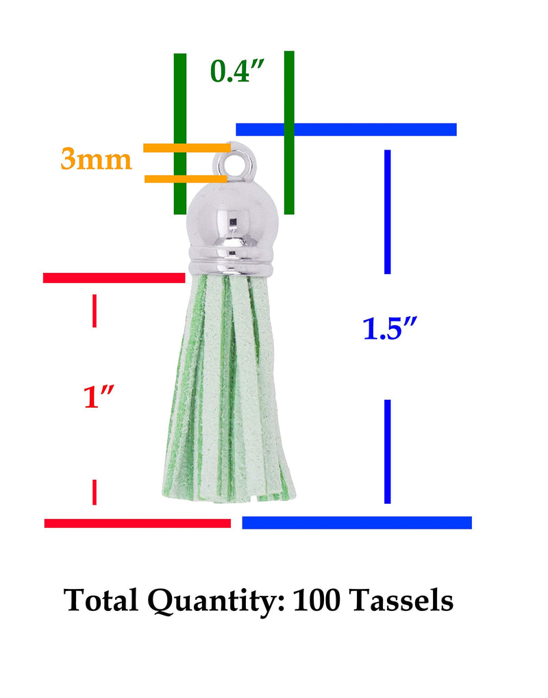 Mandala Crafts Faux Leather Suede Tassel with Loop for Keychains, Jewelry Making, Bookmarks, Books, Gifts, Pillows (Aqua, 1.5 Inches 100 PCs) Aqua - NewNest Australia