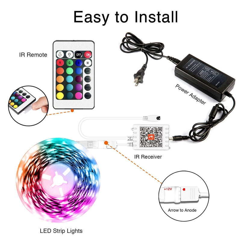 Smart Led Strip Lights WiFi 25ft Dalattin Compatible with Alexa Led Lights Music Sync 5050 16 Million Colors Changing Phone APP and 24 Key Remote for Home,Kitchen,TV,Party - NewNest Australia