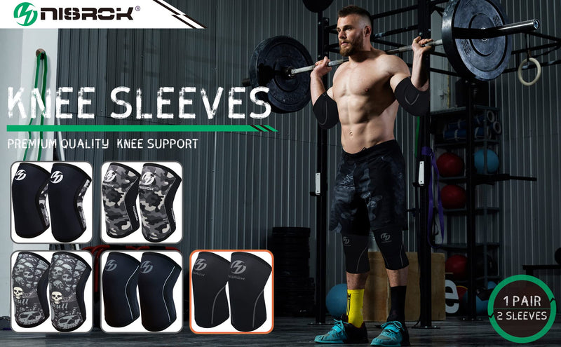 Knee Sleeves (1 Pair), 7mm Neoprene Compression Knee Braces, Great Support for Cross Training, Weightlifting, Powerlifting, Squats, Basketball and More Medium Black - NewNest Australia