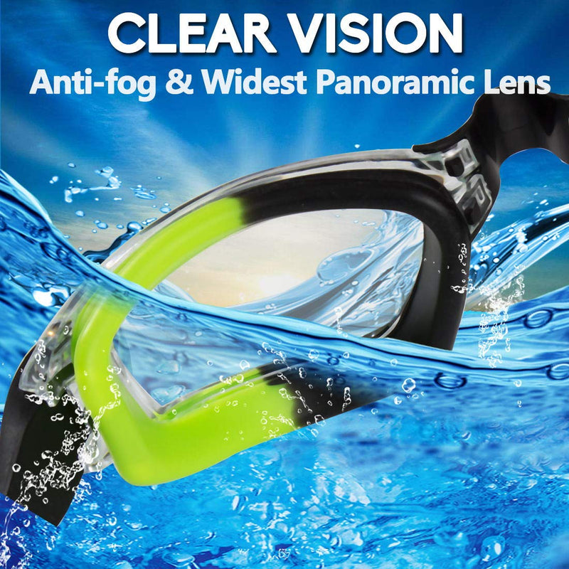 EverSport Swim Goggles Pack of 2 Swimming Goggles Anti Fog for Adult Men Women Youth Kids Pistachio Green/Black & Black - NewNest Australia