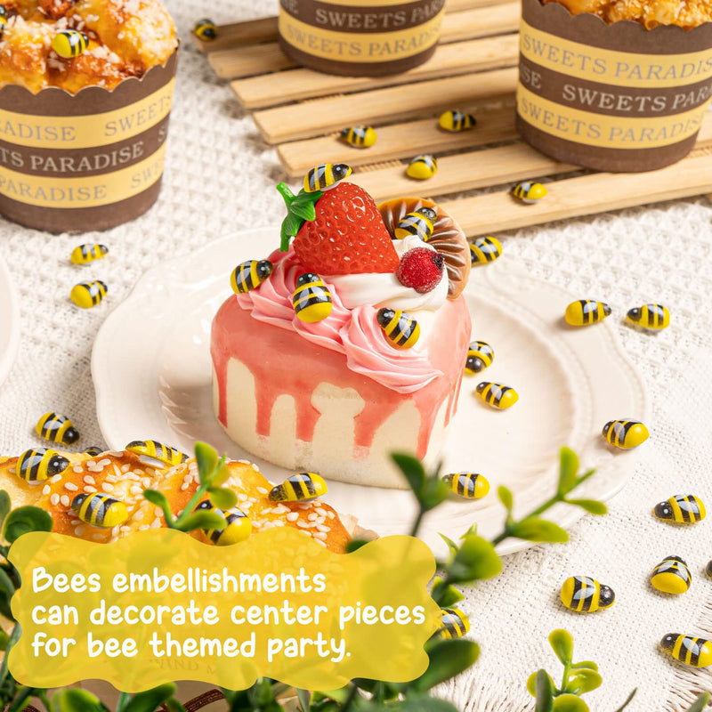 120 Pcs Bees for Crafts, Self-Adhesive Bumble Bee Decorations, Cute Wooden Bee Buttons for Small Juts Bee Hives, Potted Plant, Honey Dippper Sticks - NewNest Australia