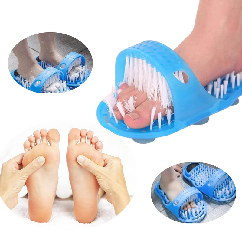 Bathroom Foot Cleaner,Tianher 2 Pcs Shower Foot Brush Cleaner Massager Slippers Scrubber Bathroom Washing Legs Sandal with Suction Cups Promotes Circulation Washer Bath Shoes for Feet Pumice Stone - NewNest Australia