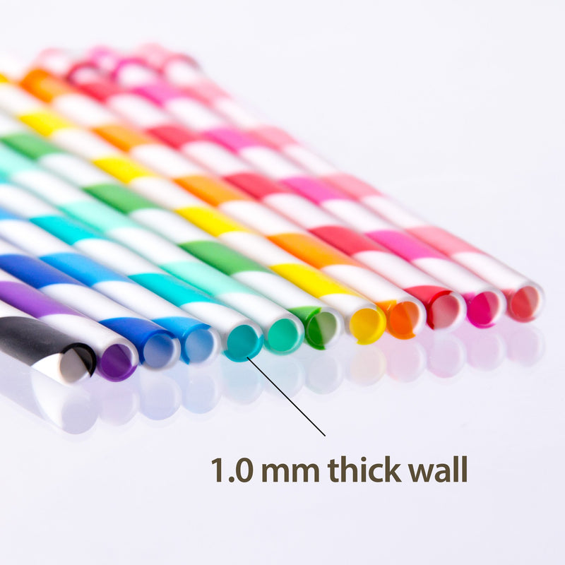 NewNest Australia - Cupture Reusable striped straws, 10 inches 12 color striped 