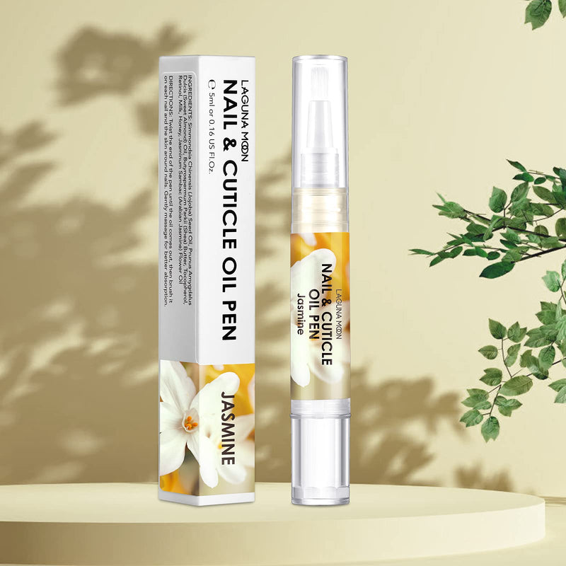 Lagunamoon Cuticle Oil Pen for Nail Care, 5ml Nail Oil Pen with Natural Ingredients to Moisturize and Nourish Dry Nails and Cuticles, Cuticle Oil to Prevent Nail Cracking and Hangnails, Jasmine - NewNest Australia