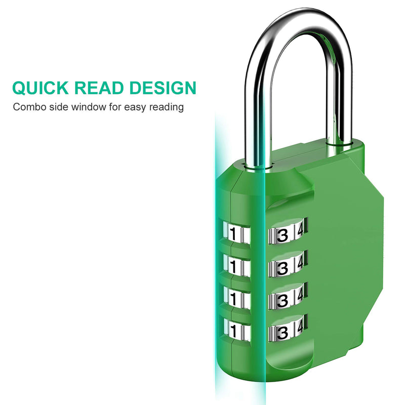 Puroma 2 Pack Combination Lock 4 Digit Outdoor Waterproof Padlock for School Gym Locker, Sports Locker, Fence, Toolbox, Gate, Case, Hasp Storage (Green) Green - NewNest Australia