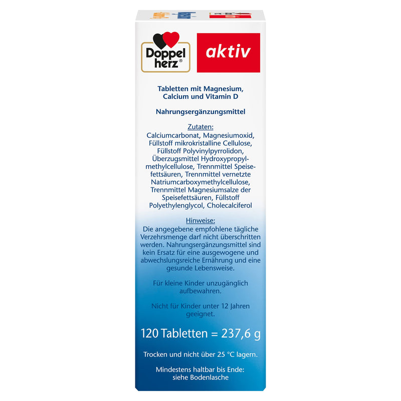 Doppelherz Magnesium + Calcium + D3 - Magnesium as a contribution to muscle function and the maintenance of normal bones - 120 tablets 120 tablets (pack of 1) single - NewNest Australia