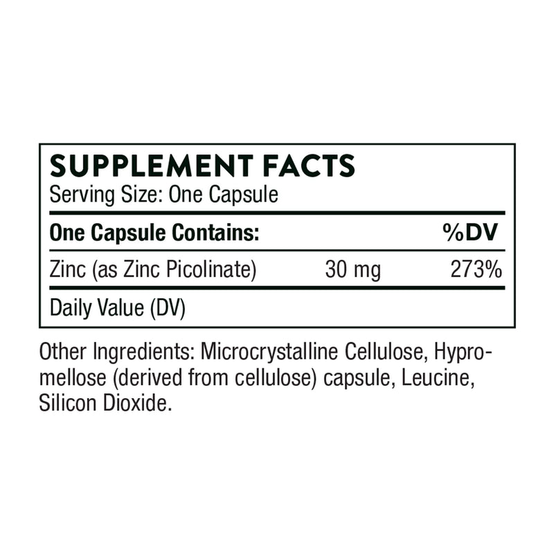 Thorne Research - Zinc Picolinate 30 mg - Well-Absorbed Zinc Supplement for Growth and Immune Function - 60 Capsules 60 Count (Pack of 1) - NewNest Australia