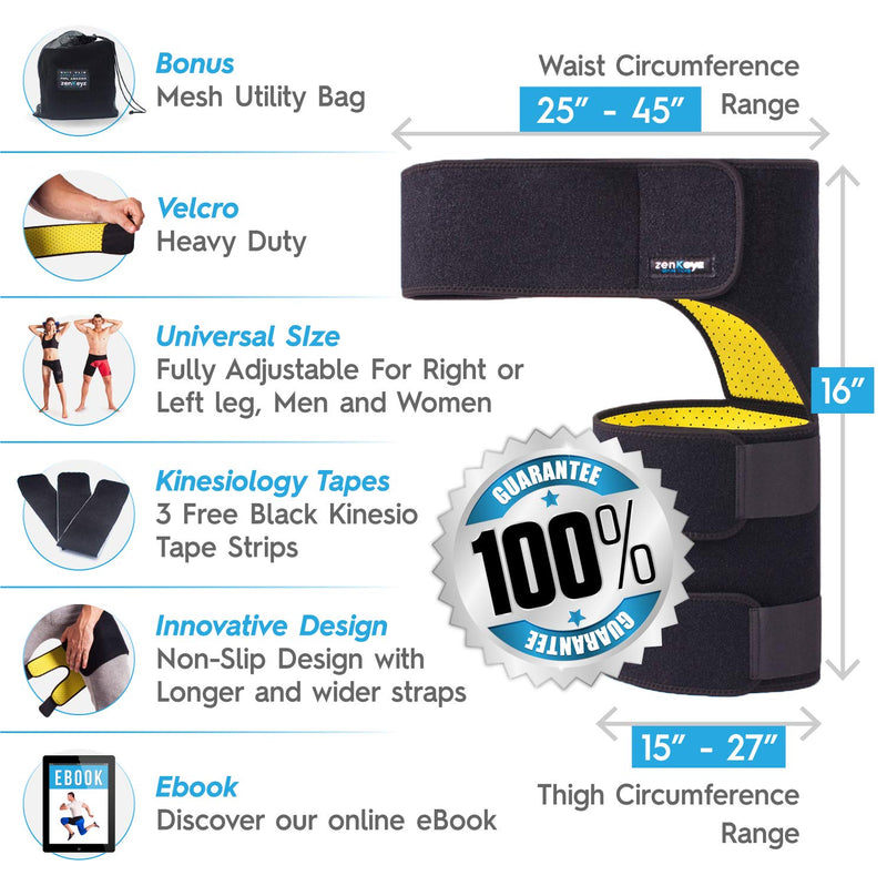 Groin Support and Hip Brace for Men & Women- Compression Wrap for Thigh Quad Hamstring Joints Sciatica Nerve Pain Relief Zenkeyz Leg Strap 2 Straps Design - NewNest Australia