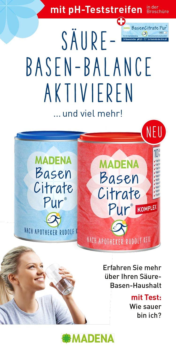 MADENA BasenCitrate Pur urine test strips, pack of 26, alkaline strips to check pH value in urine, test for acid-base balance - NewNest Australia