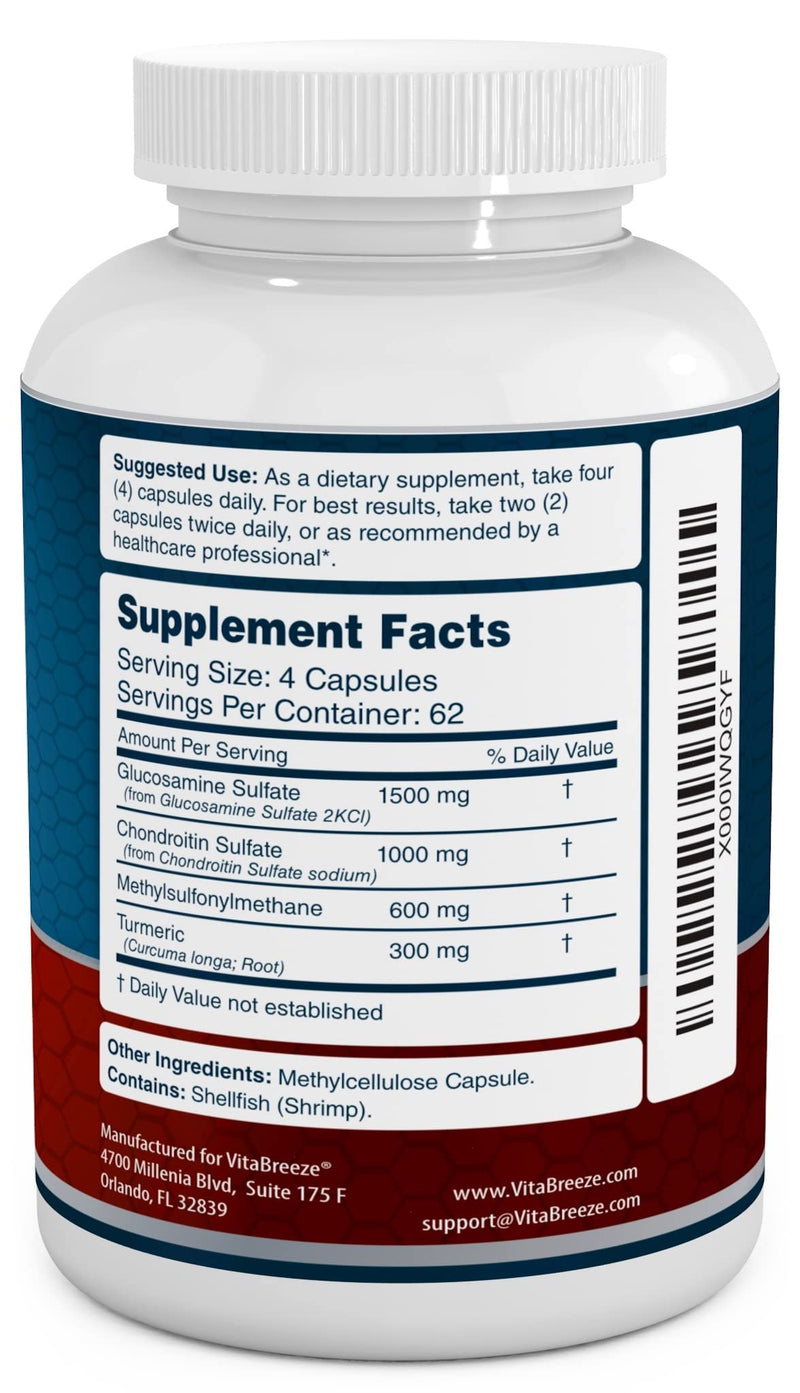 Glucosamine Chondroitin, MSM & Turmeric Dietary Supplement - 248 Capsules 1 - NewNest Australia