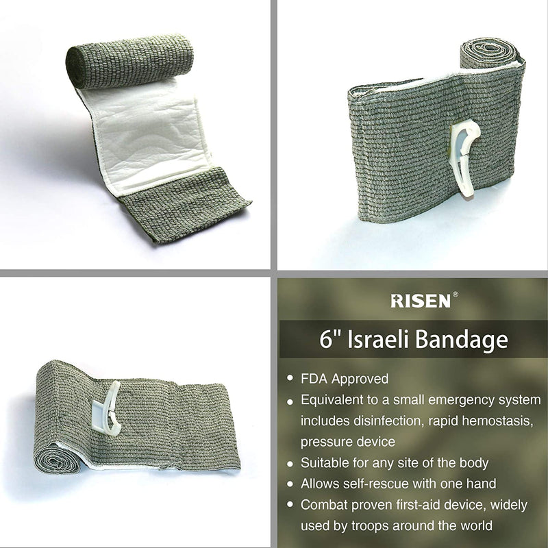 RISEN Israeli Bandage Vacuum Sterile Compression Bandages for First Aid Emergency Battle Wound Dressing Self-Rescue, 6 Inch, 1 Pack 70x6 Inch (Pack of 1) - NewNest Australia