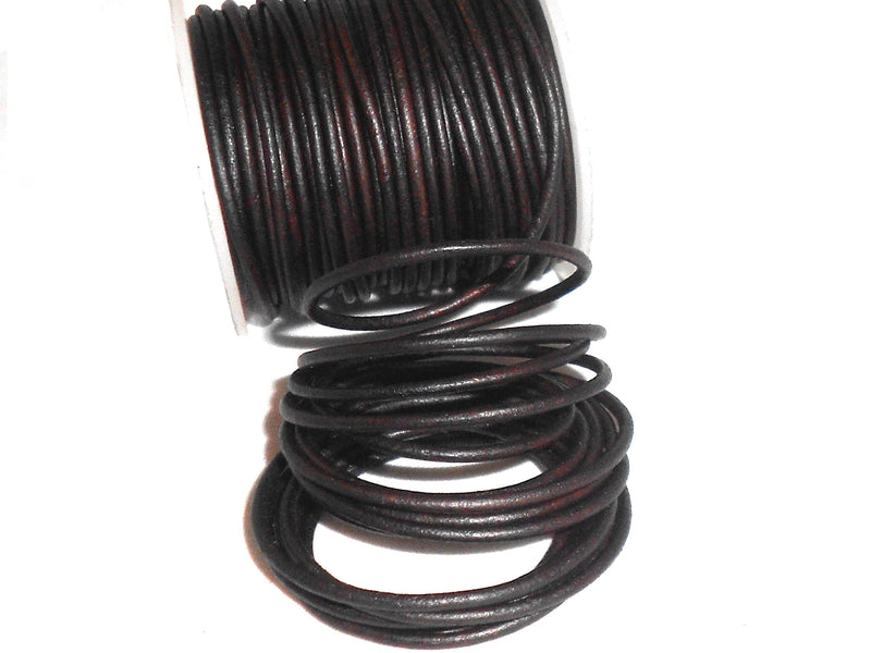 cords craft Round Leather Cord for Round Bracelet, Necklaces Plain Genuine Leather Cord 1.0MM Dark Brown Distress - NewNest Australia