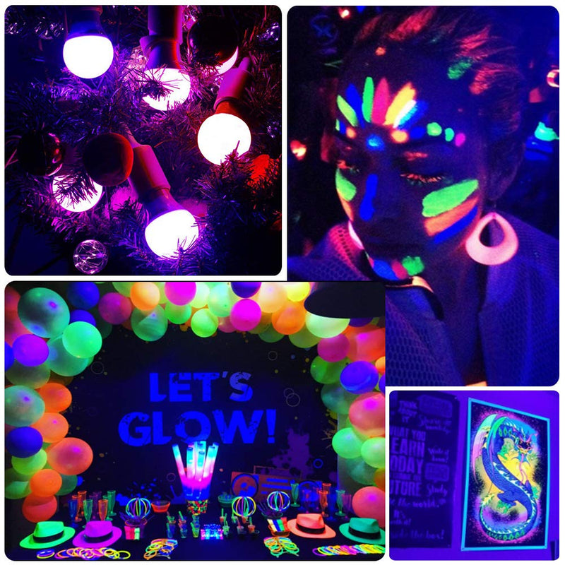 ZHMA UV LED Black Light Bulbs, 9W E26 LED Blacklight Bulb, Black Lights for Glow Party, Bedroom, Black Light Fluorescent Poster, Body Paint (6 Pack) - NewNest Australia