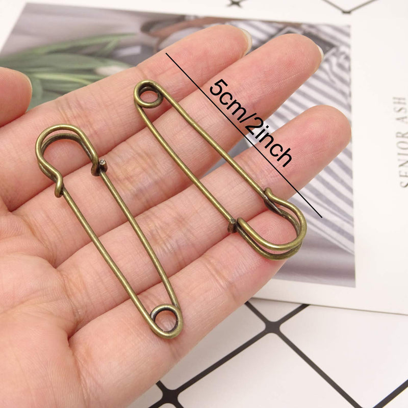 Honbay 30PCS 5cm/2Inch Brooches Heavy Duty Safety Pins for Blankets, Sweaters, Shawls, Kilts, Crafts (Bronze) Bronze - NewNest Australia
