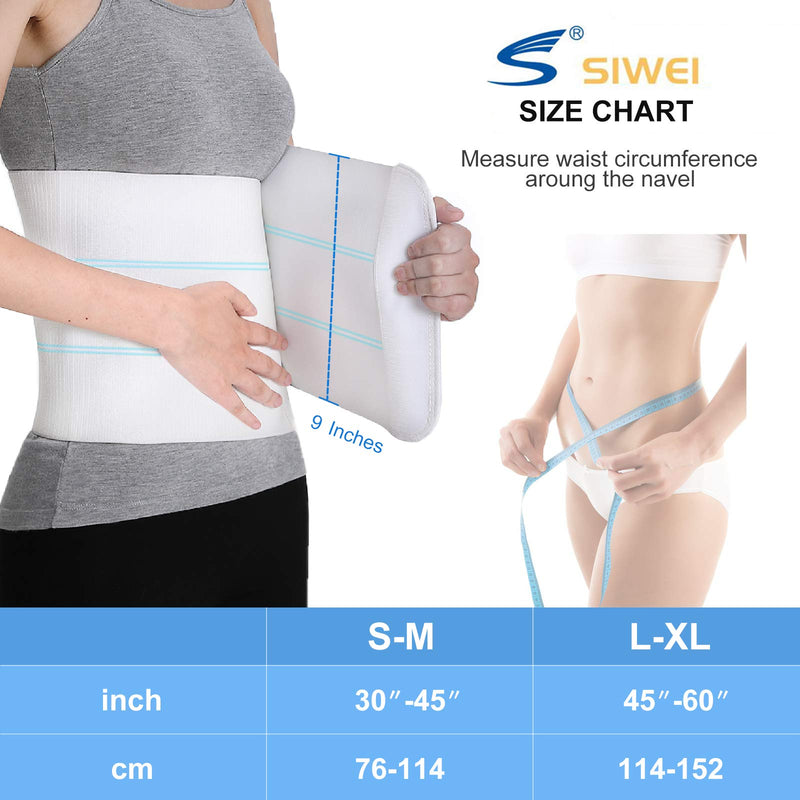 Abdominal Binder Post Surgery for Men and Women, Postpartum Tummy Tuck Belt Provides Slimming Bariatric Stomach Compression,High Elasticity, Breathable - (30" - 45") 3 PANEL - 9" 3 Panels 30"-45" WHITE - NewNest Australia