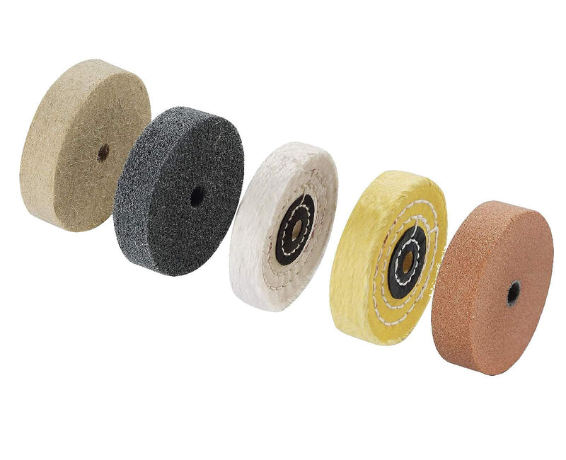 Luo ke 3 Inches Polishing Wheel Kit - Cotton Buffing Wheel/Wool Polishing Wheel/Fiber Grinding Wheel/Mounted Stone Sanding Wheel For Bench Buffer/Bench Grinder (Pack Of 5) - NewNest Australia