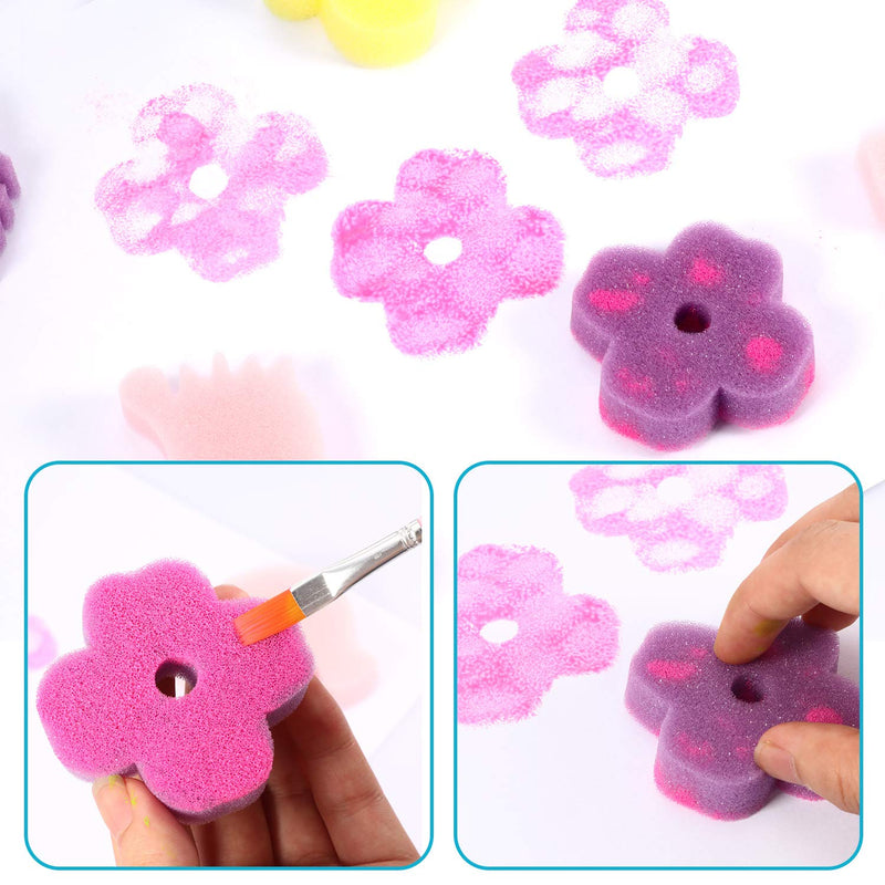 Gejoy 64 Pieces Sponge Painting Kit for Kids, Alphabet Numbers Animal Paint Sponges Painting Sponge Shapes Sponge Models Art Craft Drawing Tools for Kids Toddlers Kids Educational Bathroom - NewNest Australia